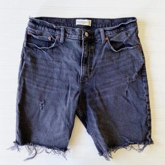 Abercrombie & Fitch Pants - Abercrombie & Fitch 30 Black Distressed High Rise Cutoff Denim Jean Shorts